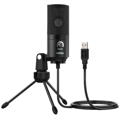 FIFINE USB Condenser Microphone with Gain Knob, Metal Recording Mic for Home Studio, Podcasting, Voice-over, Laptop, Windows - K669