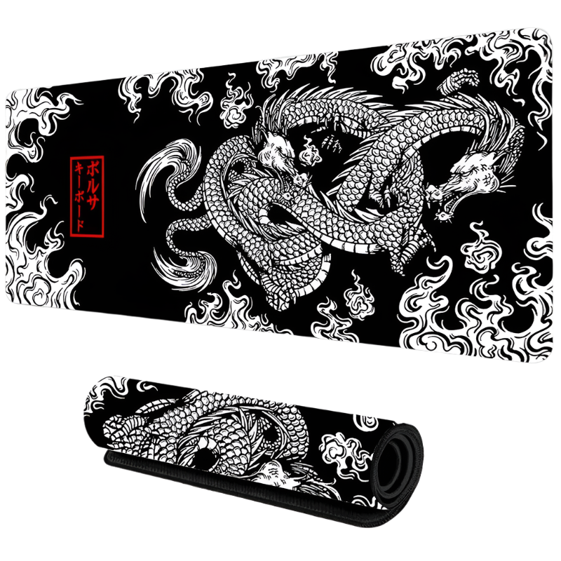 Japanese Dragon Large Gaming Mousepad XXL – Speed Desk Mat for Gamers and Anime Fans