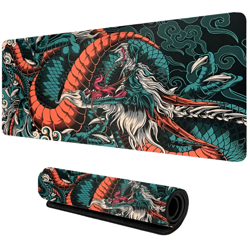 Japanese Dragon Large Gaming Mousepad XXL – Speed Desk Mat for Gamers and Anime Fans