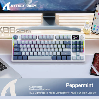 K86 Wireless Hot-Swappable Mechanical Keyboard with Bluetooth/2.4G, Display Screen, and Volume Rotary Button – Perfect for Gaming and Work