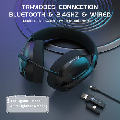 Attack Shark L80 Tri-Mode Gaming Headset – 5.1 Hi-Fi Stereo Surround Sound, Lightweight, Pluggable Microphone