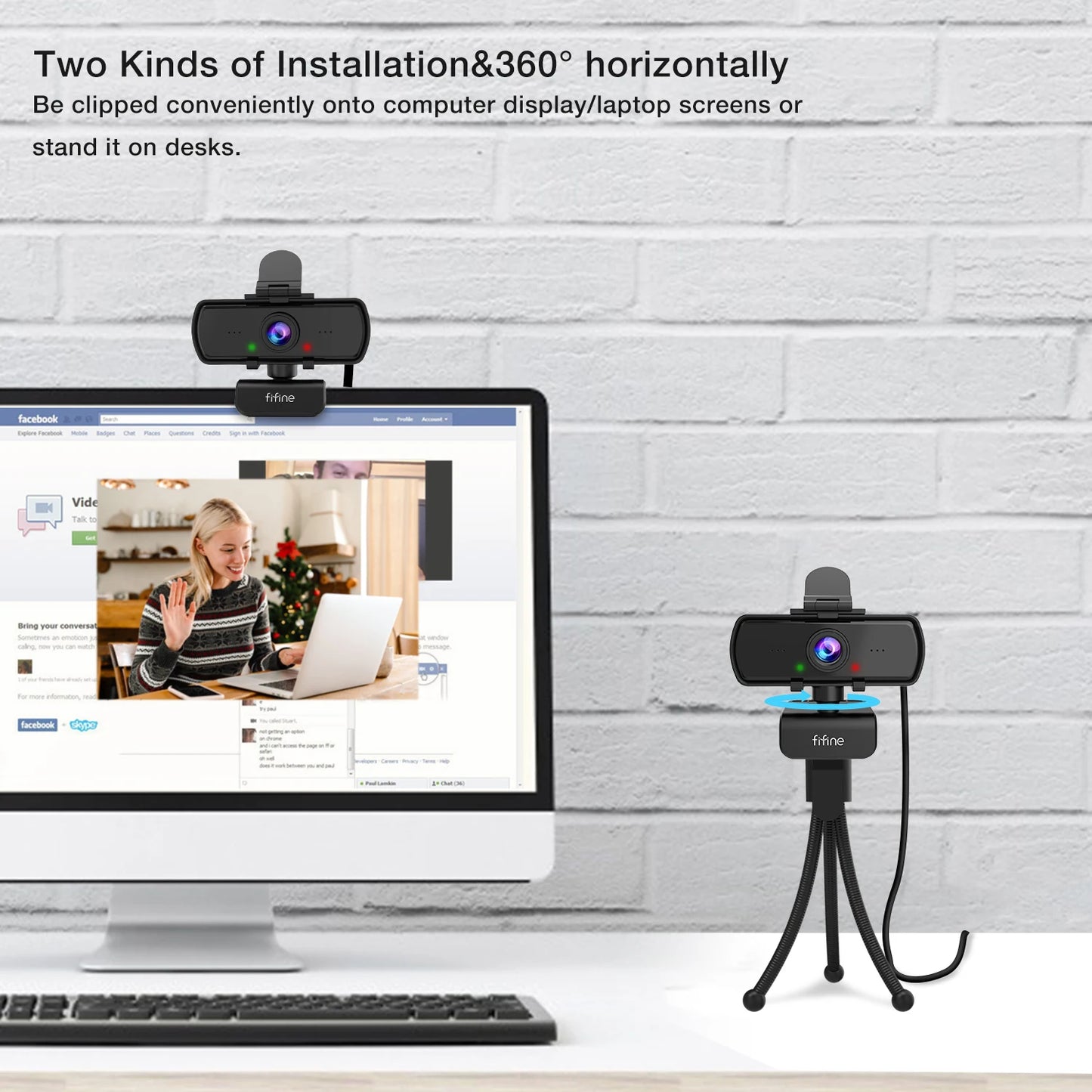 FIFINE 1440p Full HD Webcam with Microphone & Tripod – USB Webcam for Desktop & Laptop, Live Streaming, and Video Calling