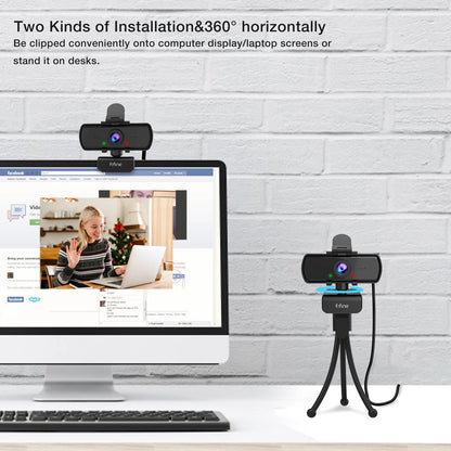 FIFINE 1440p Full HD Webcam with Microphone & Tripod – USB Webcam for Desktop & Laptop, Live Streaming, and Video Calling