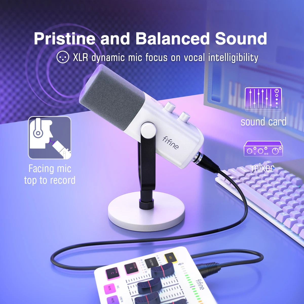 FIFINE XLR/USB Dynamic Microphone – RGB, Mute Button, Headphone Jack for Streaming, Gaming, and Recording