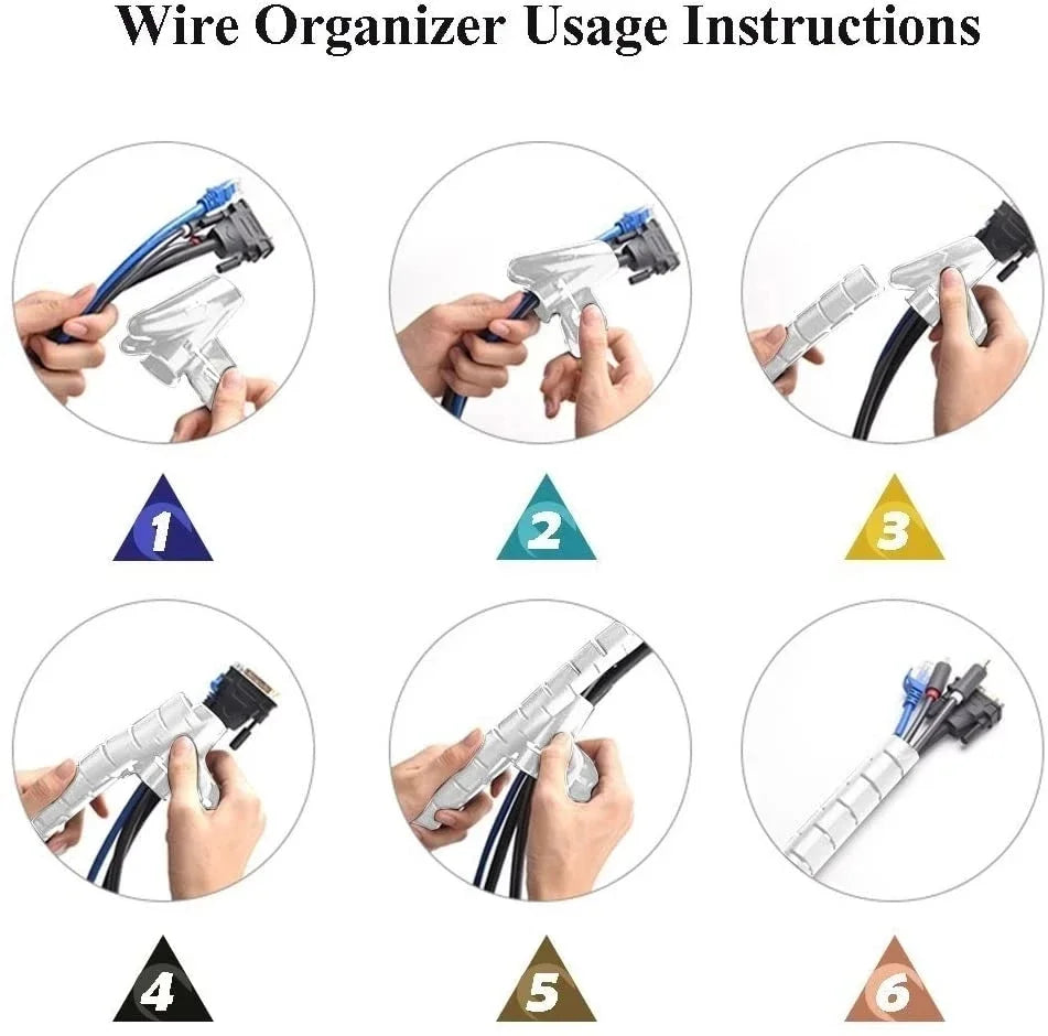 2M/1M Flexible Spiral Cable Wire Protector – Cable Organizer Tube Clip for Computer Cord Management (16/10mm)