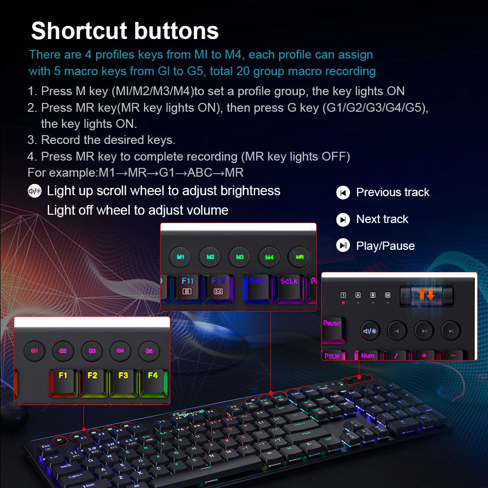 Redragon Horus K618 – 3-Mode Wireless Mechanical Gaming Keyboard