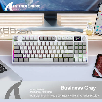 K86 Wireless Hot-Swappable Mechanical Keyboard with Bluetooth/2.4G, Display Screen, and Volume Rotary Button – Perfect for Gaming and Work