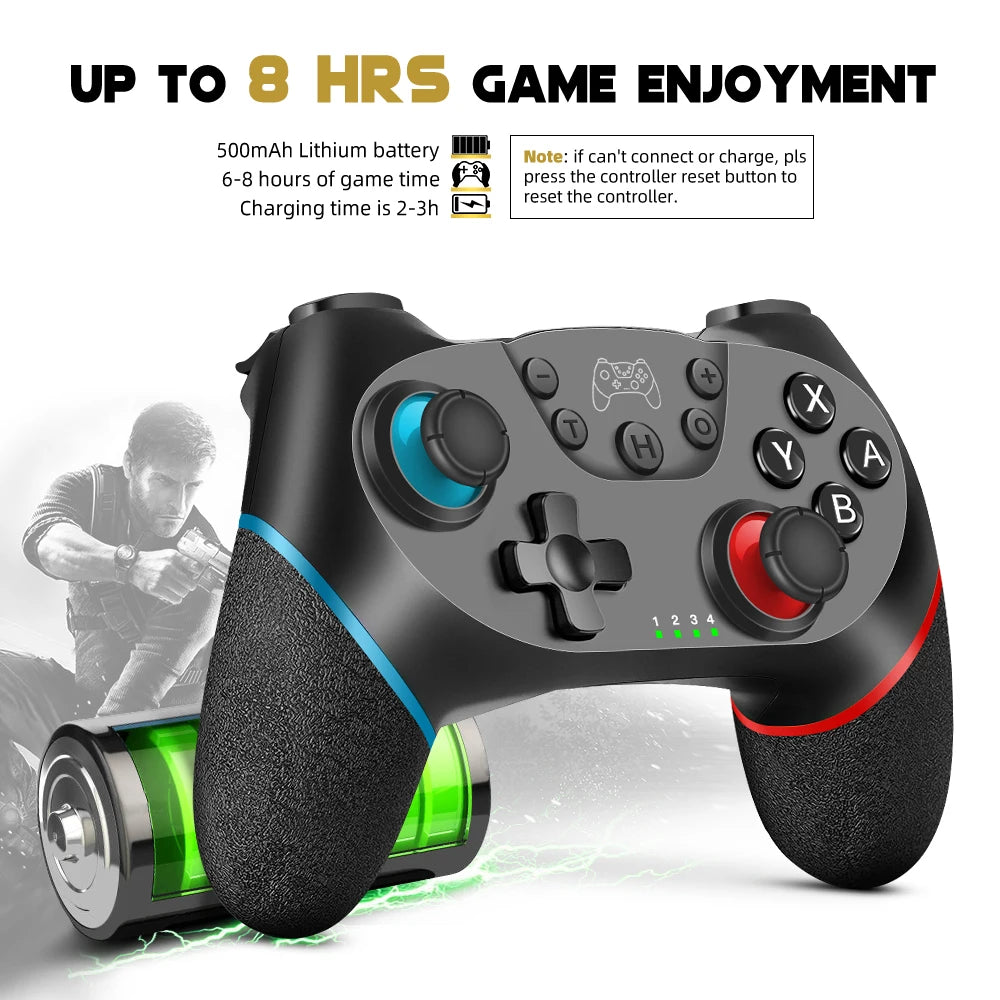 AceGamer Wireless Controller for Switch – Gamepad Compatible with PC, 6-Axis, Turbo, and Ergonomic Design