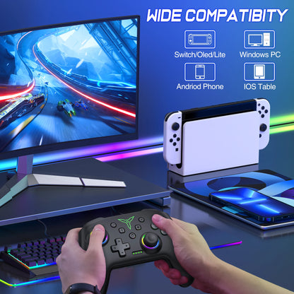 BEBONCOOL Wireless Switch Pro Controller – Compatible with Switch OLED/Lite, Double Vibration Joystick Gamepad