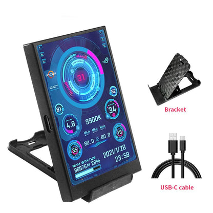 3.5-Inch IPS Type-C Secondary Screen – Monitor for CPU, GPU, RAM, HDD Stats with USB Display (No AIDA64 Required)