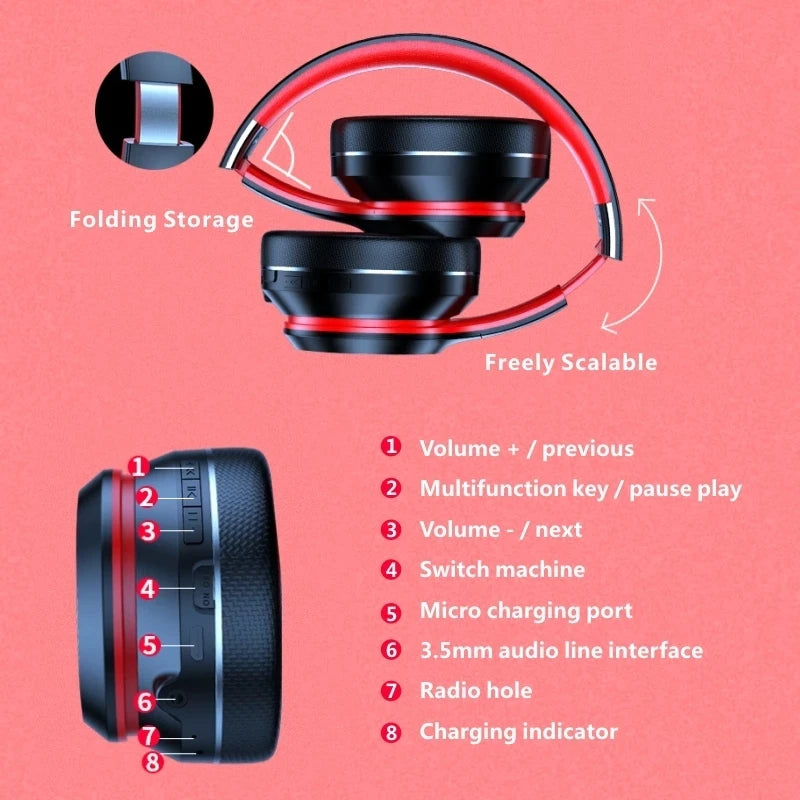 Lenovo HD200 Bluetooth Earphones – Over-Ear Foldable Wireless Headphones with Noise Cancellation, HIFI Stereo Gaming Headset