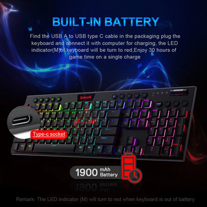 Redragon Horus K618 – 3-Mode Wireless Mechanical Gaming Keyboard