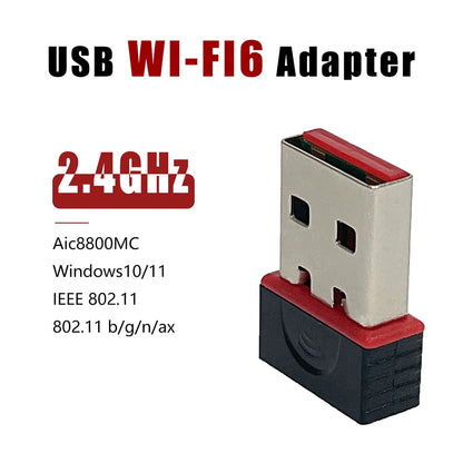 Wi-Fi 6 Network Signal Reception Mini USB Adapter for PC – Plug & Play, 2.4G Network Card