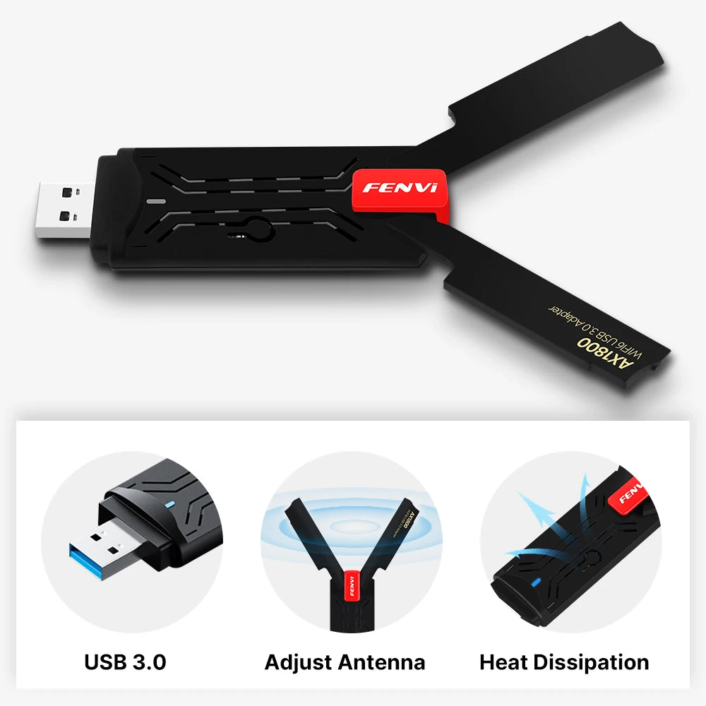 FENVI AX1800 WiFi 6 USB Adapter – Dual Band 2.4G/5GHz Wireless Dongle with USB 3.0 for Windows 10/11