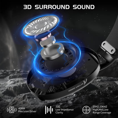 Attack Shark L80 Tri-Mode Gaming Headset – 5.1 Hi-Fi Stereo Surround Sound, Lightweight, Pluggable Microphone