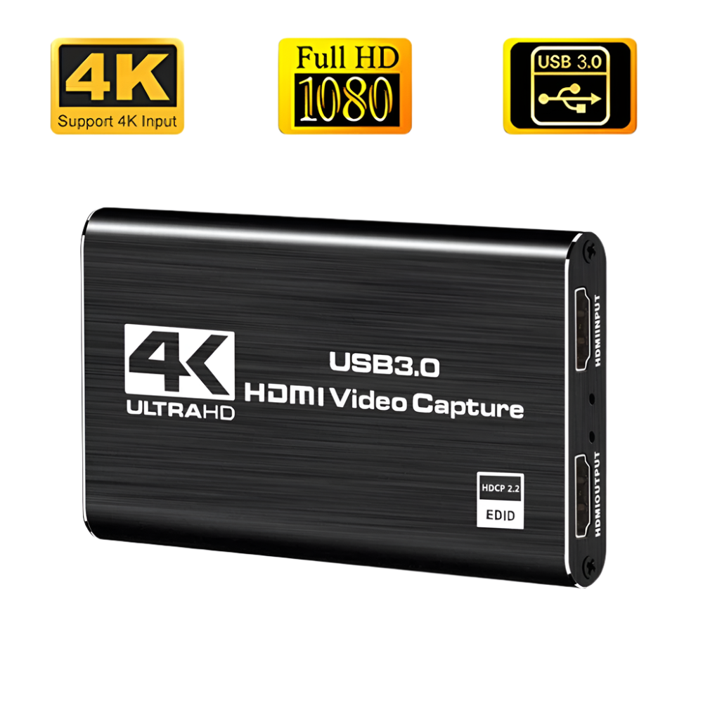 4K 1080p 60FPS HD Video Capture Card – USB 3.0 HDTV Camera Recorder for Live Streaming & Gameplay