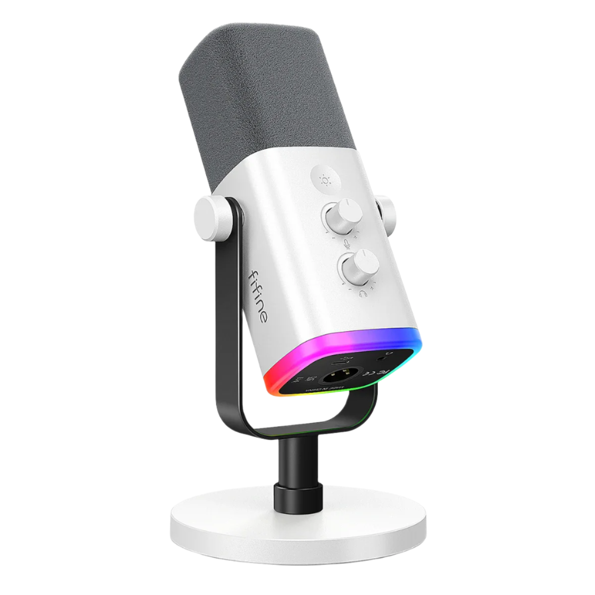 FIFINE XLR/USB Dynamic Microphone – RGB, Mute Button, Headphone Jack for Streaming, Gaming, and Recording